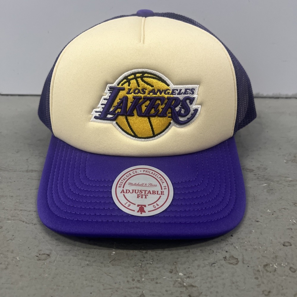Mitchell & Ness Los Angeles Lakers Foam Trucker Snapback Hat Purple Gold Retro